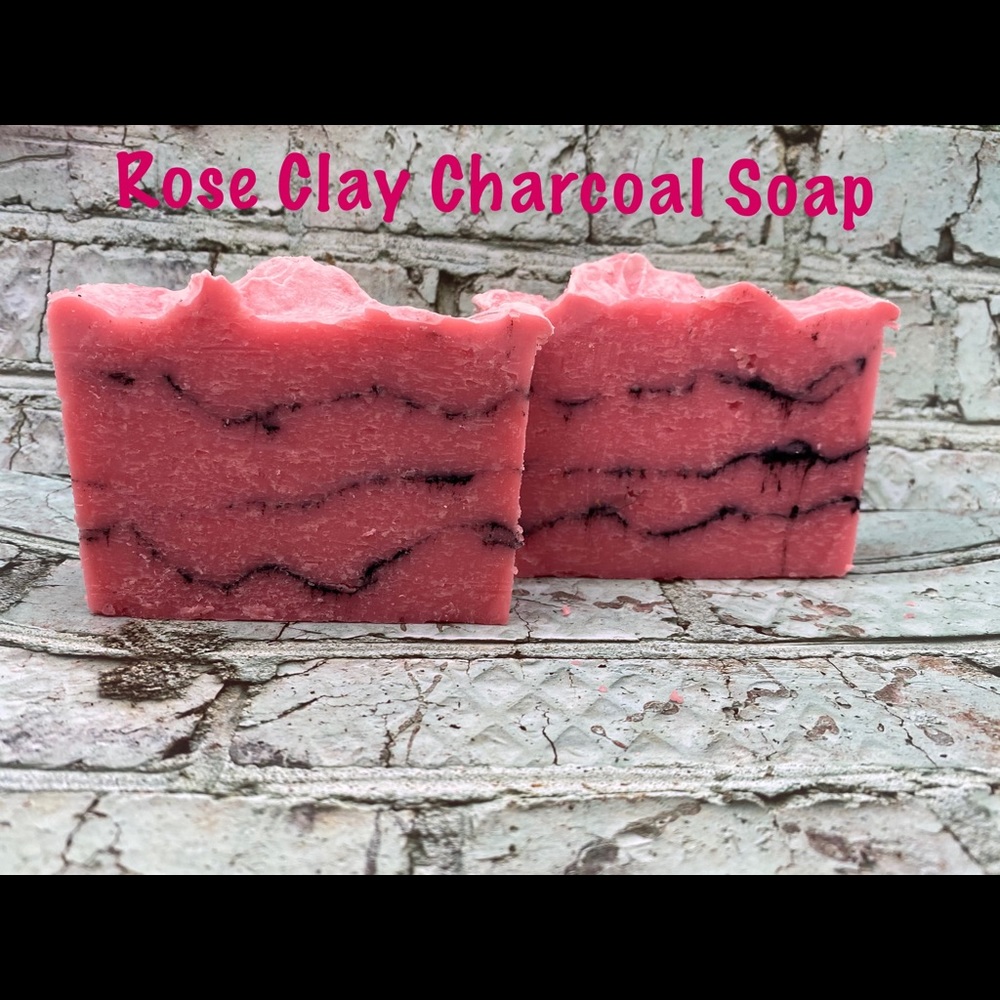 Handmade all natural rose charcoal soap